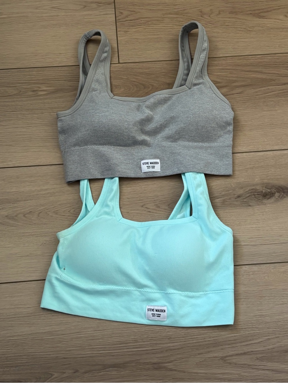 Steve Madden Seamless Bralette Duo — Gray & Mint